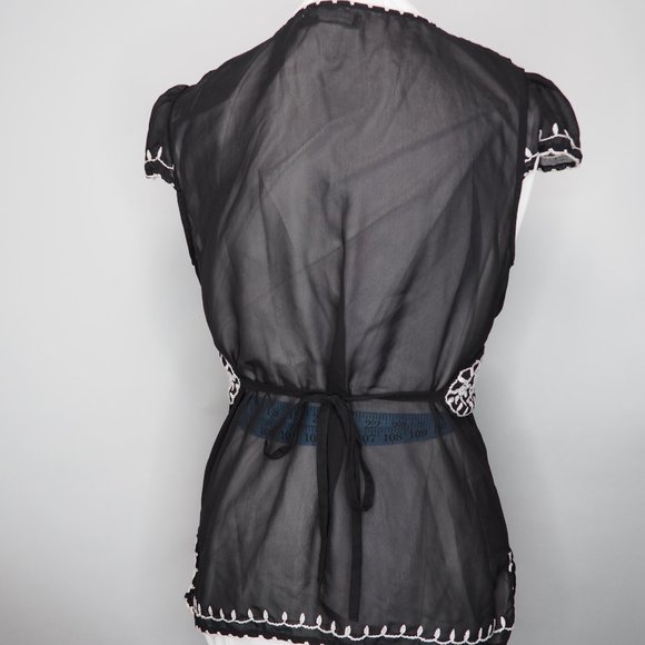 Vintage Tristan & Iseut Black Sheer Blouse - Picture 3 of 16